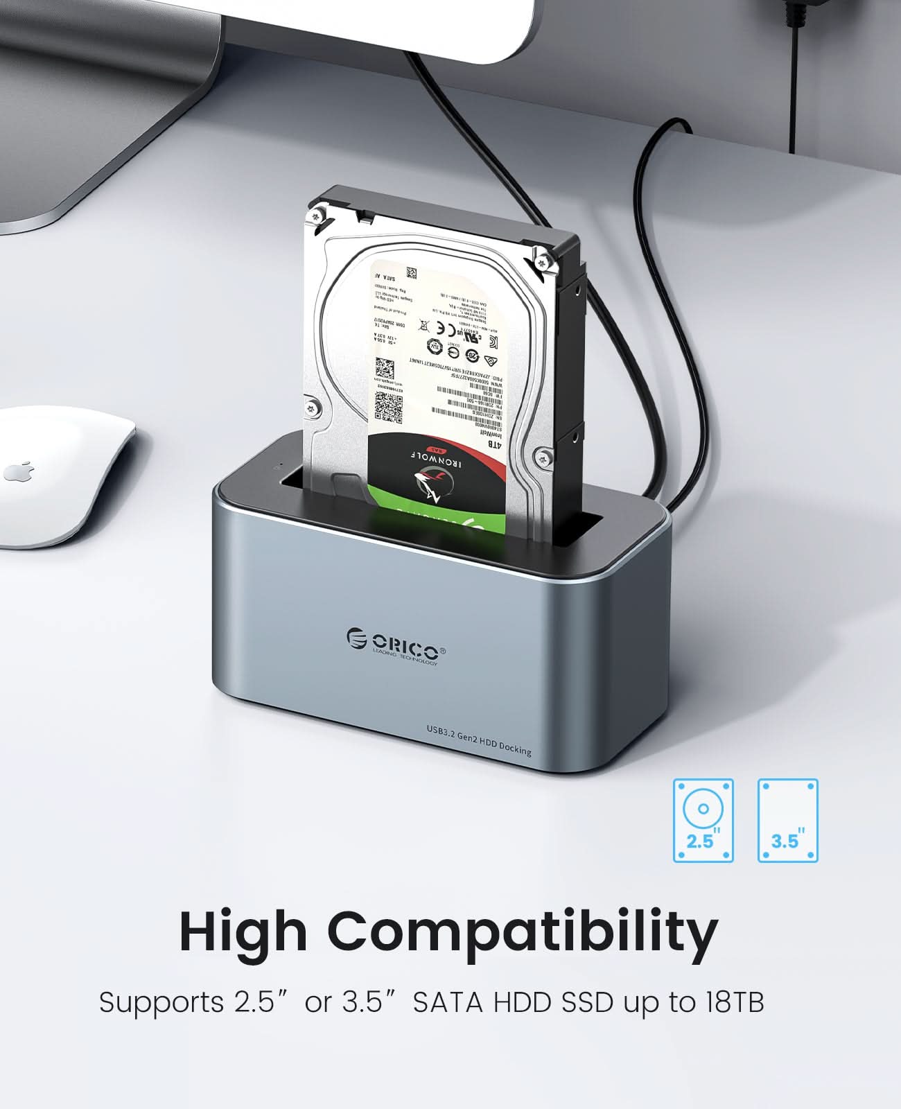 ORICO Single Bay Alluminum Typp-C SATA HDD/SSD Docking Staion - Orico