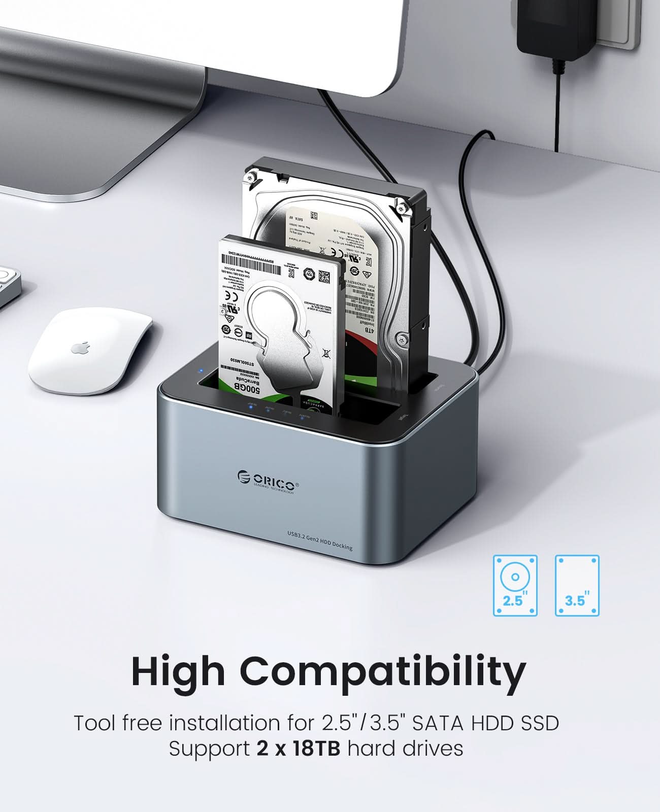 ORICO Dual Bay Type-C SATA HDD/SSD Offline Clone Duplicator - Orico