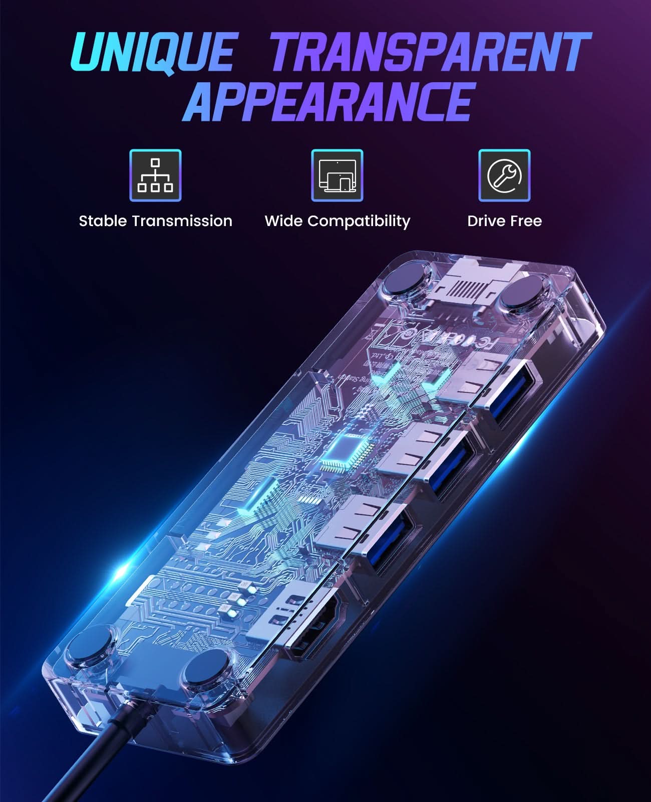 ORICO Transparent Series 6 in 1 Interface Type-c Hub - Orico
