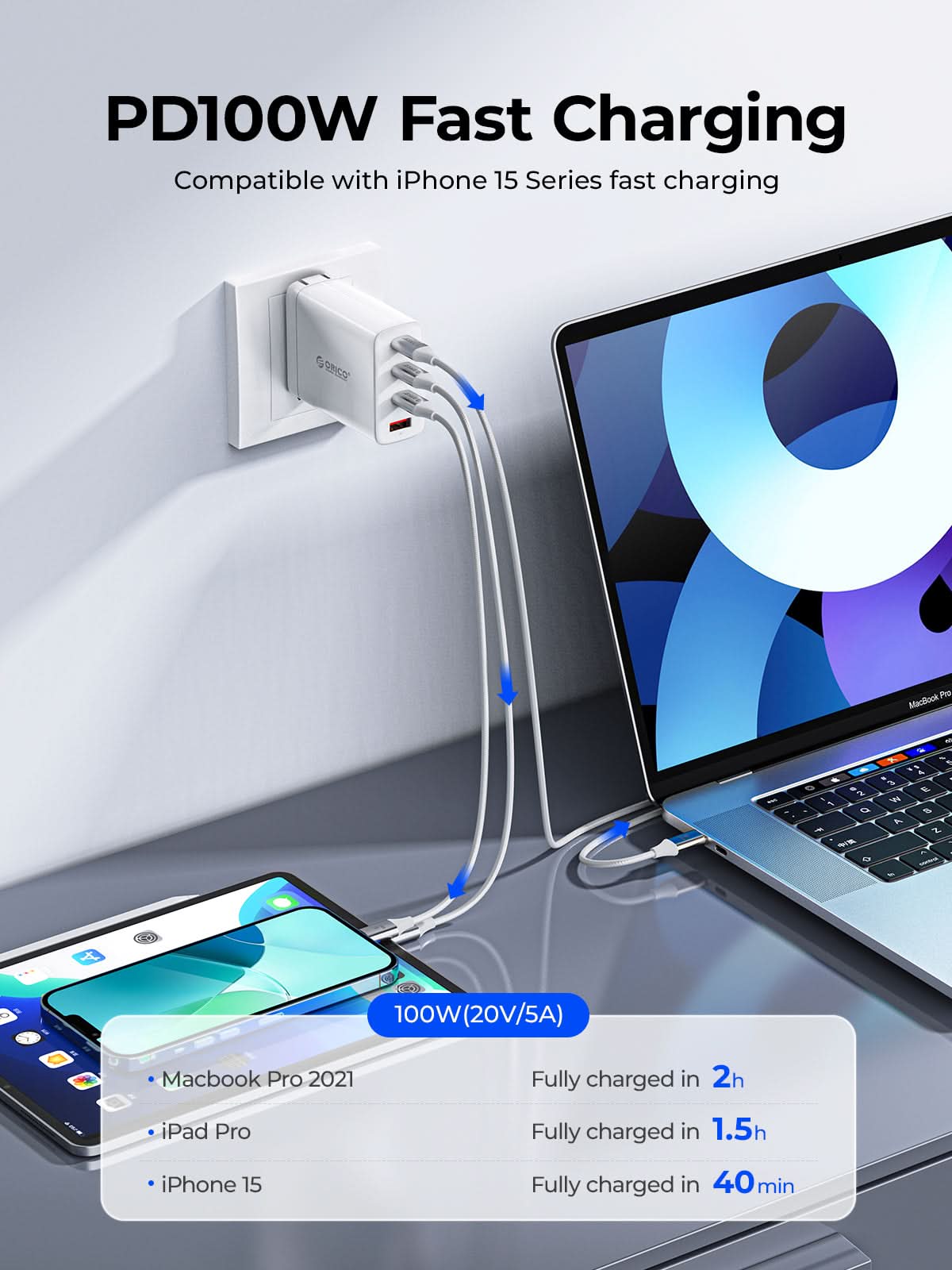 ORICO 100W USB-C Fast Charging Data Cable