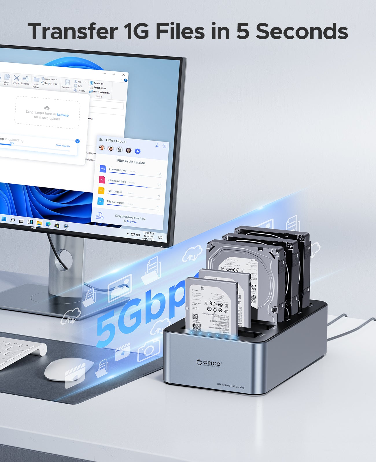 ORICO 5-Bay Type-C SATA Offline Clone Duplicator