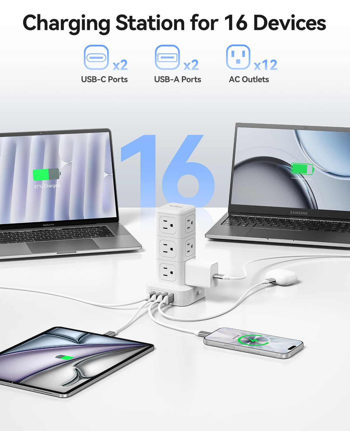ORICO 3M 16-IN-1 Us Plug Power Strip Tower ORICO