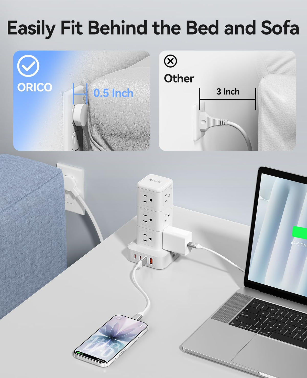 ORICO 3M 16-IN-1 Us Plug Power Strip Tower ORICO