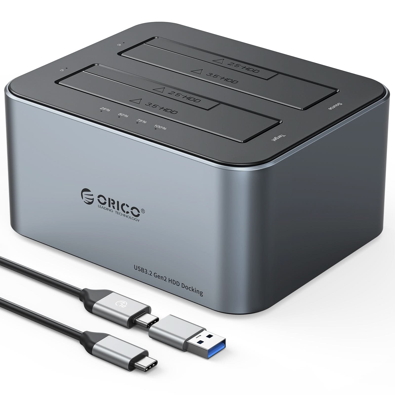 ORICO Dual Bay Type-C SATA HDD/SSD Offline Clone Duplicator - Orico