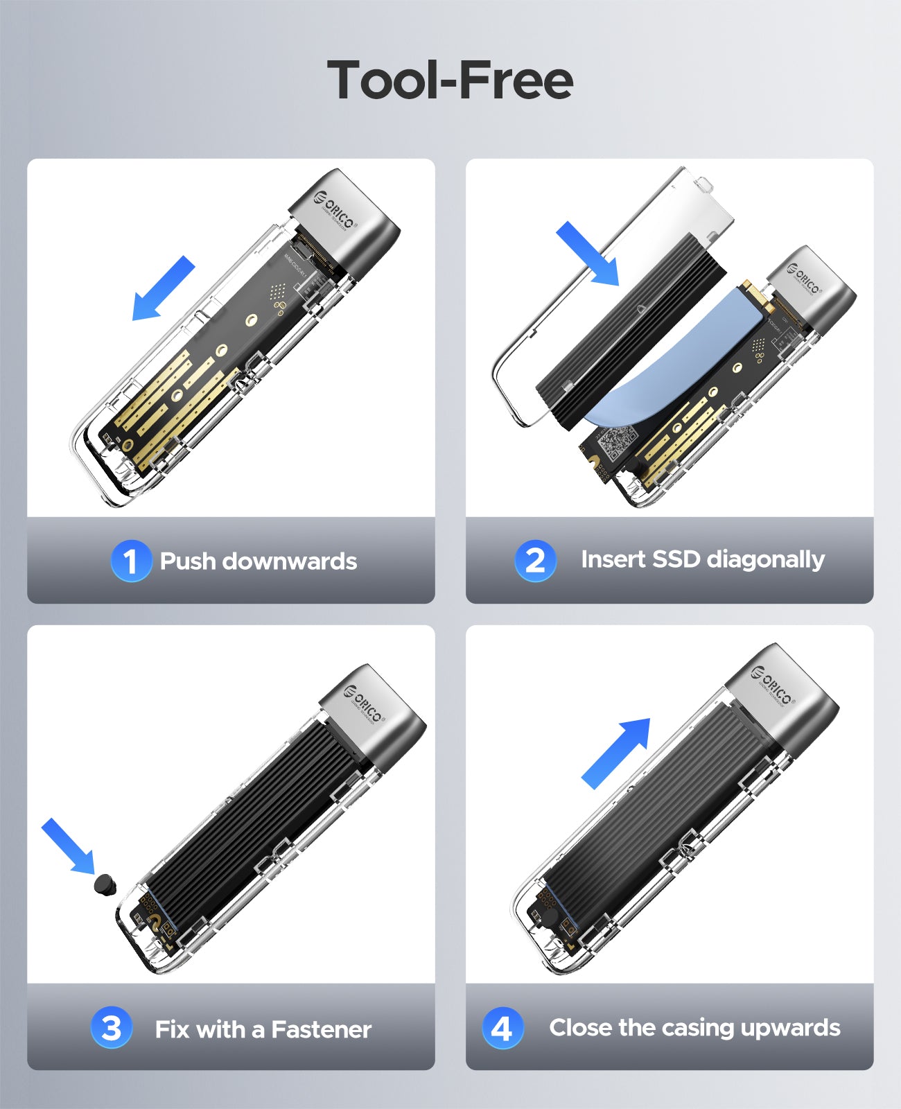 ORICO TXM2M Transparent 10Gbps M.2 NVMe SSD  Enclosure