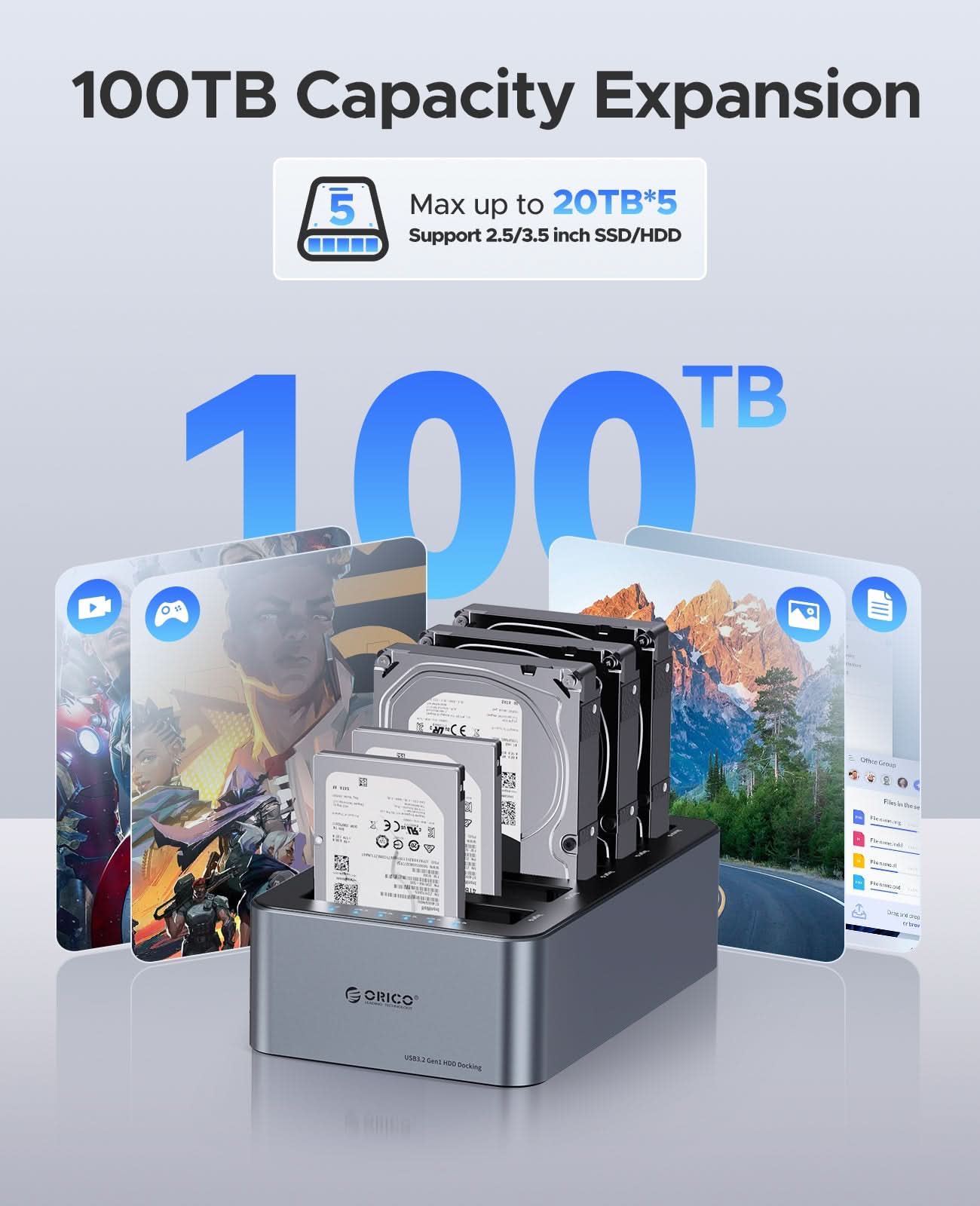 ORICO 5-Bay Type-C SATA Offline Clone Duplicator - Orico