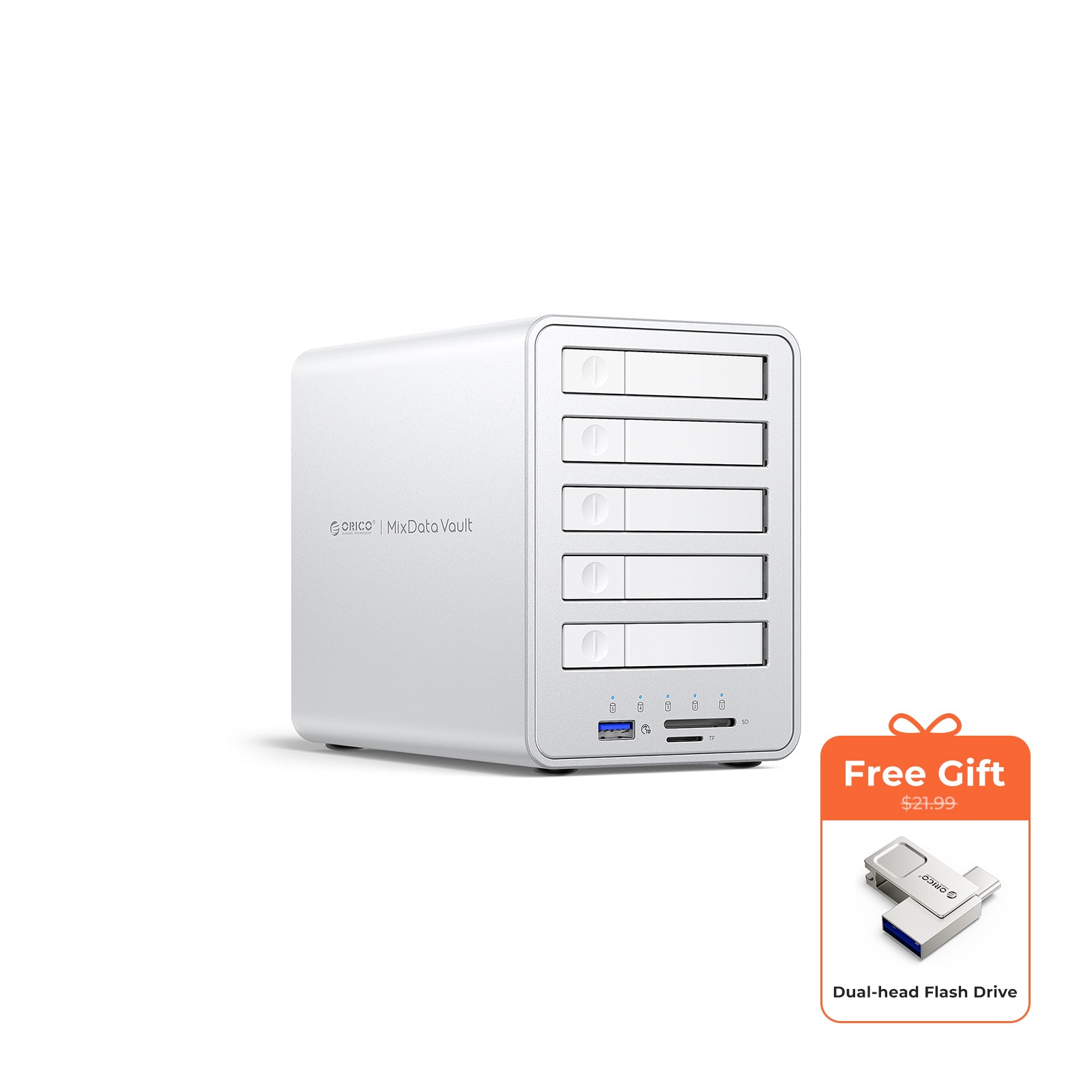 ORICO 88 Series Multi-Bay USB3.2 2.5'' SATA SSD Enclosure with RAID