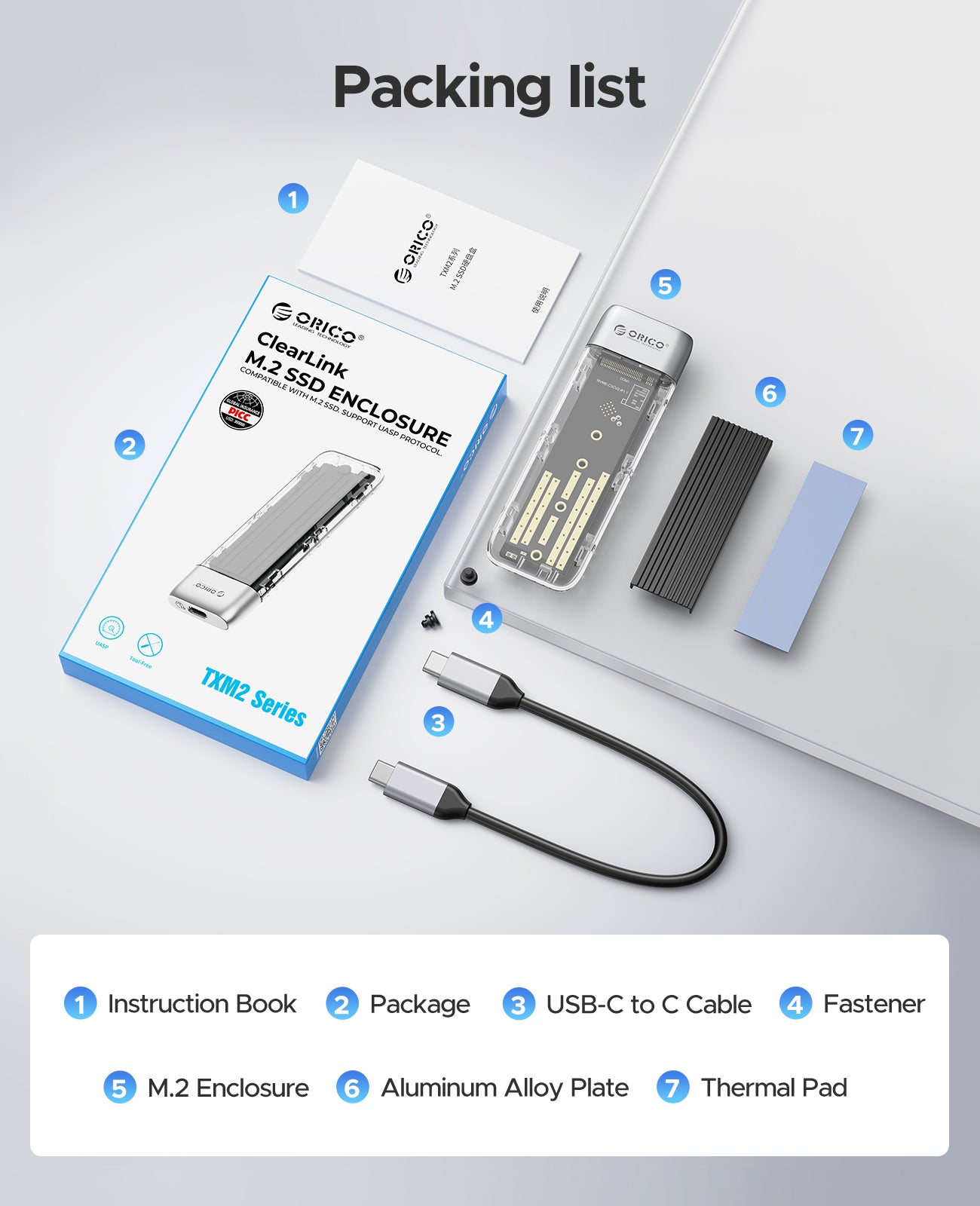 ORICO TXM2M Transparent 10Gbps M.2 NVMe SSD  Enclosure