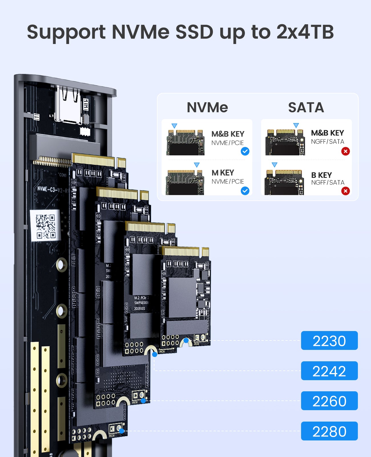 ORICO Aluminium Dual-Bay M.2 NVME + SATA SSD-Gehäuse