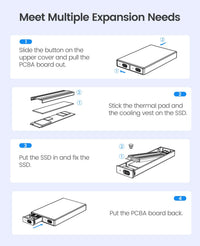 ORICO Aluminum Dual-bay M.2 NVME + SATA SSD Enclosure - High-Speed Data ...