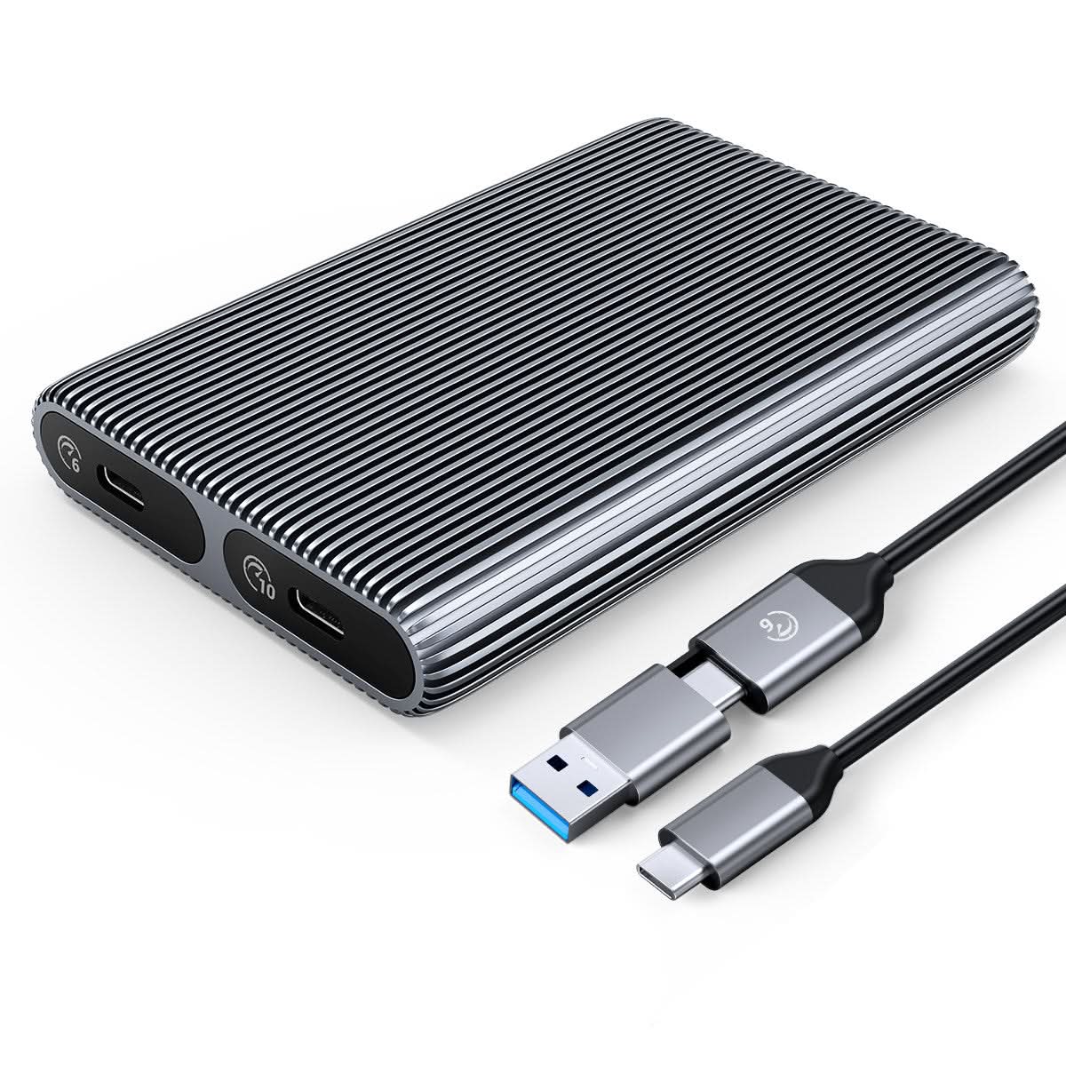 ORICO Aluminum Dual-bay M.2 NVME + SATA SSD Enclosure - Orico