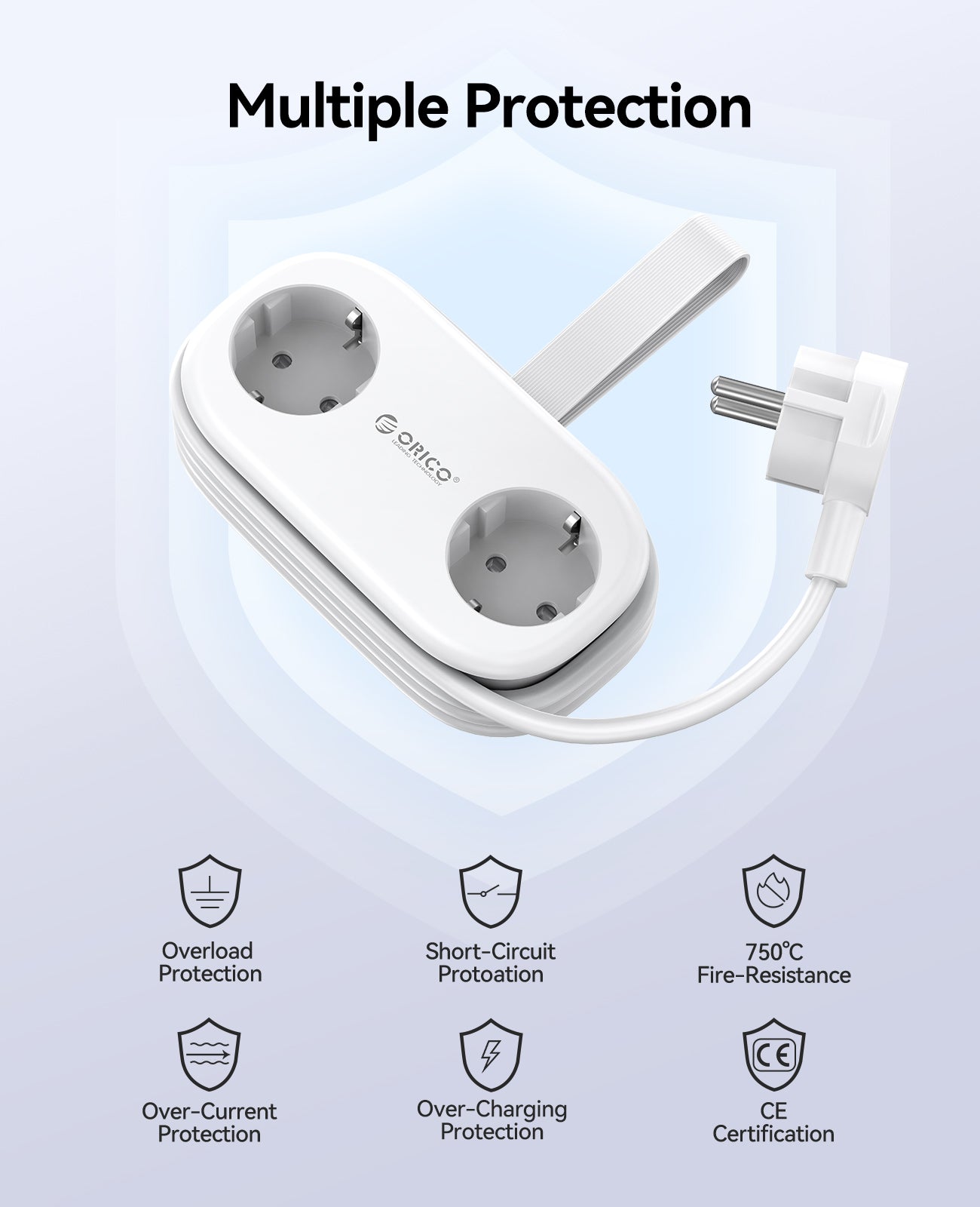 ORICO AP3 PRO EU Pocket Travel Power Strip with USB-C 20W