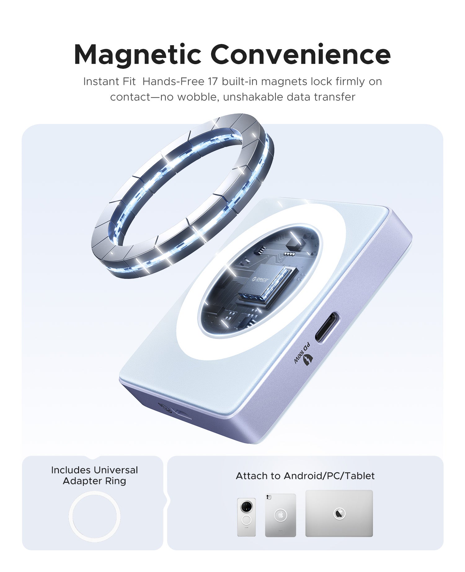ORICO MG7 Kompakter 8-in-1-Magnet-HUB mit M.2 NVMe