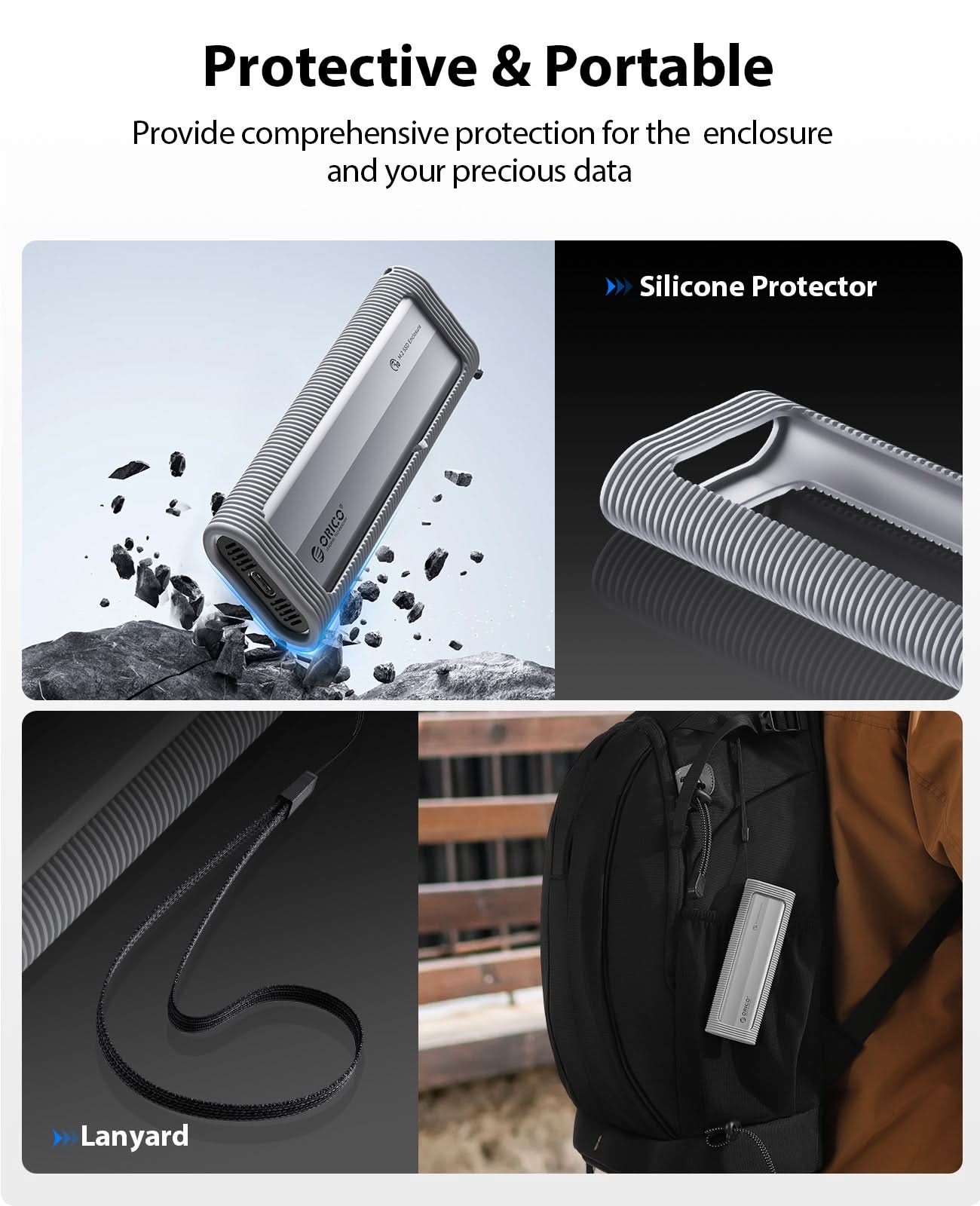 ORICO AXM2 10Gbps M.2 NVMe Aluminum Enclosure with Silicon Protecter - Orico