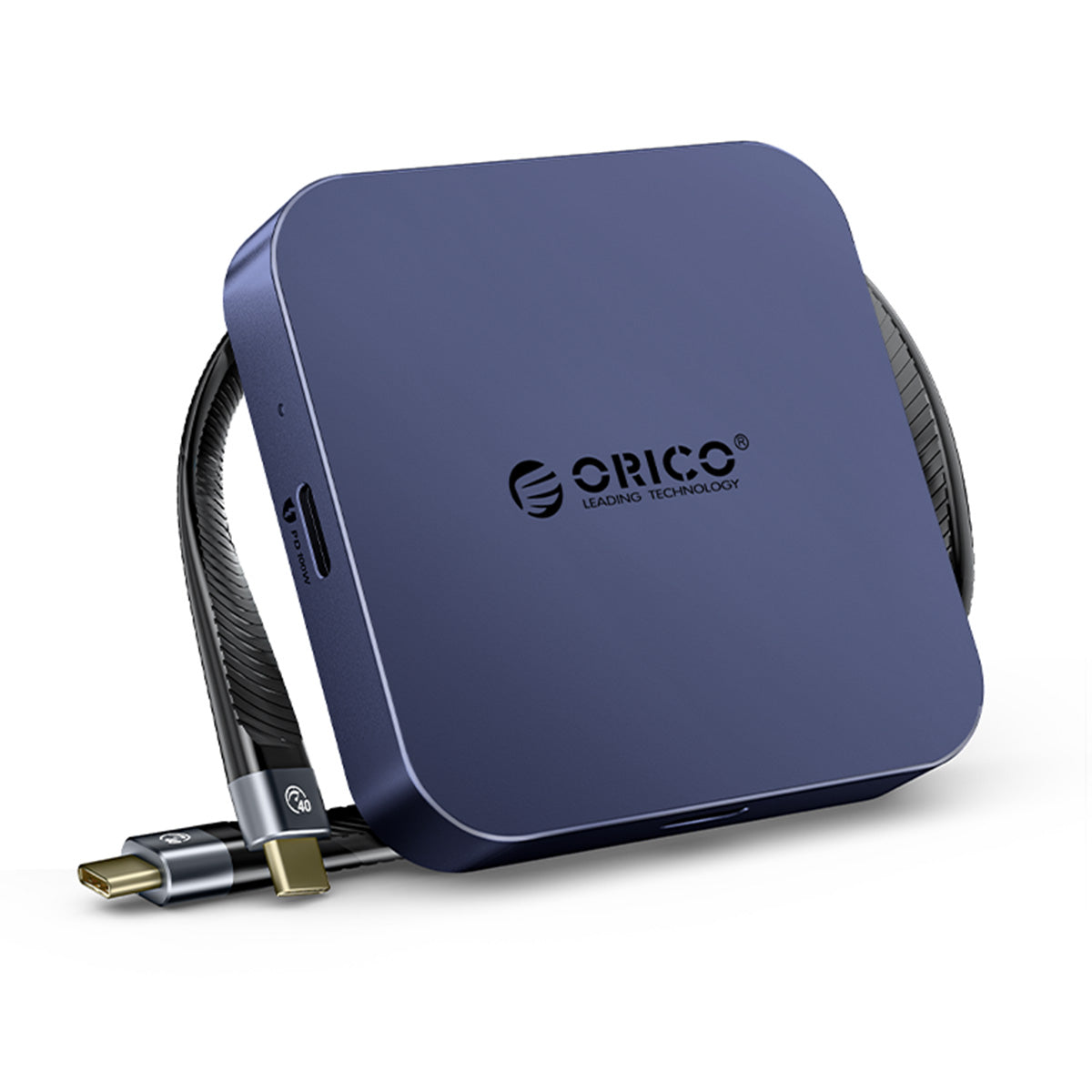 ORICO Air5 ultra-thin magnetic SD TF card reader with USB-C cable in blue aluminum design