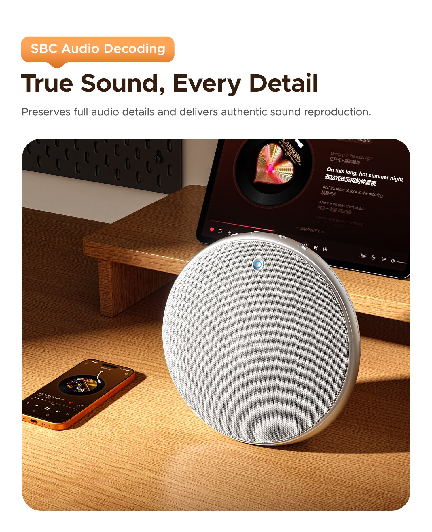 ORICO BH01 SBC audio decoding bluetooth speaker connected with phone tablet