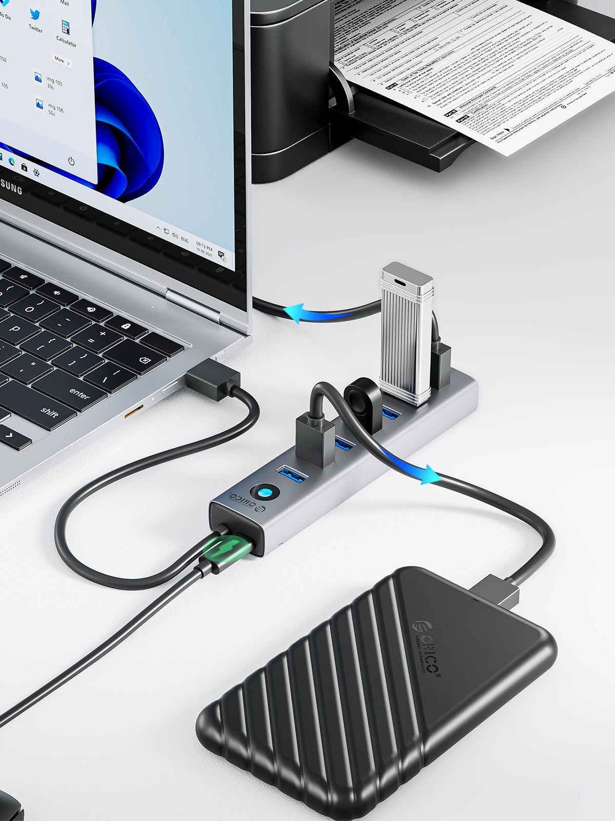ORICO AH-A13 4-Port USB-A HUB mit Aluminiumgehäuse