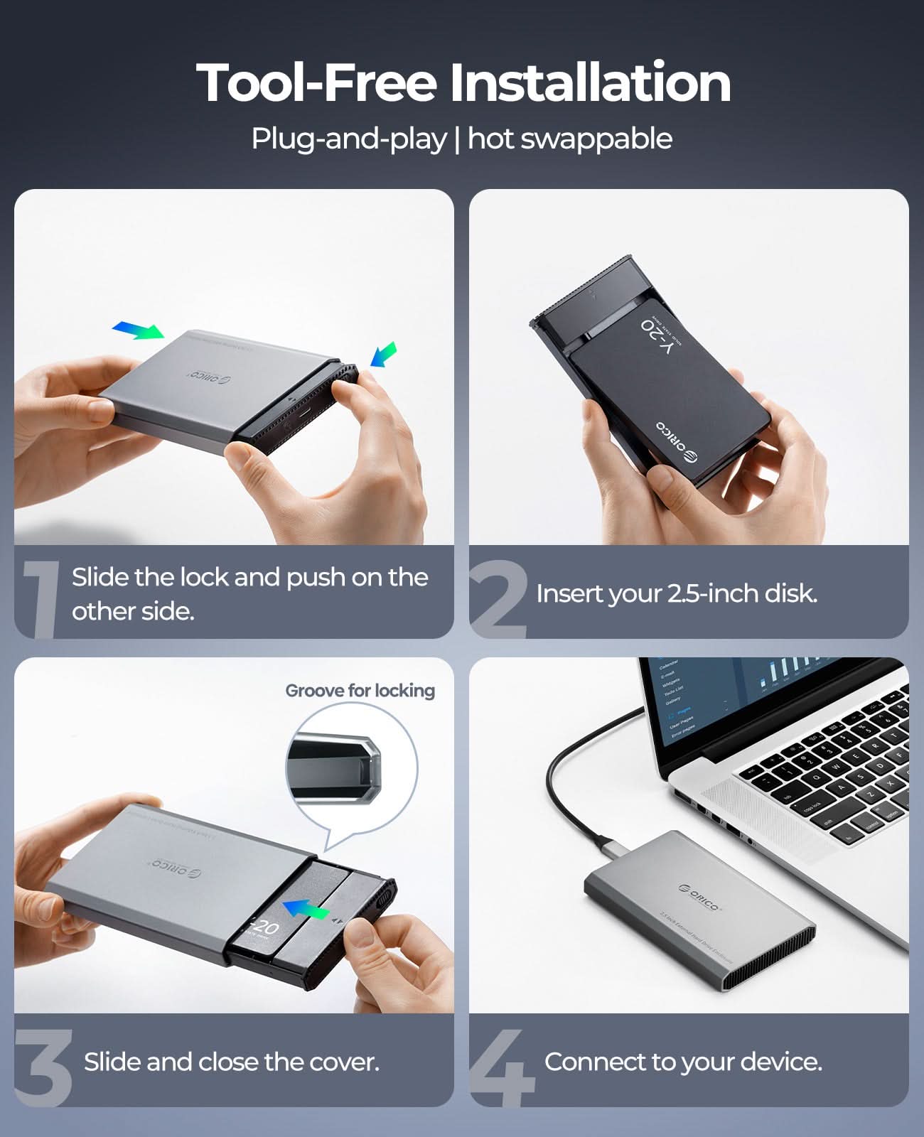 ORICO 2.5 inch Type-C 6Gbps Aluminum SATA HDD/SSD Enclosure - Orico