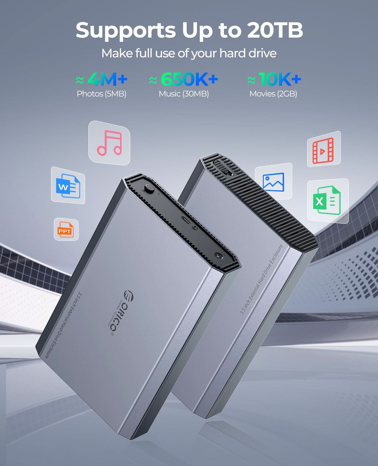 ORICO 3.5 inch Type-C 6Gbps Aluminum SATA HDD/SSD Enclosure - Orico