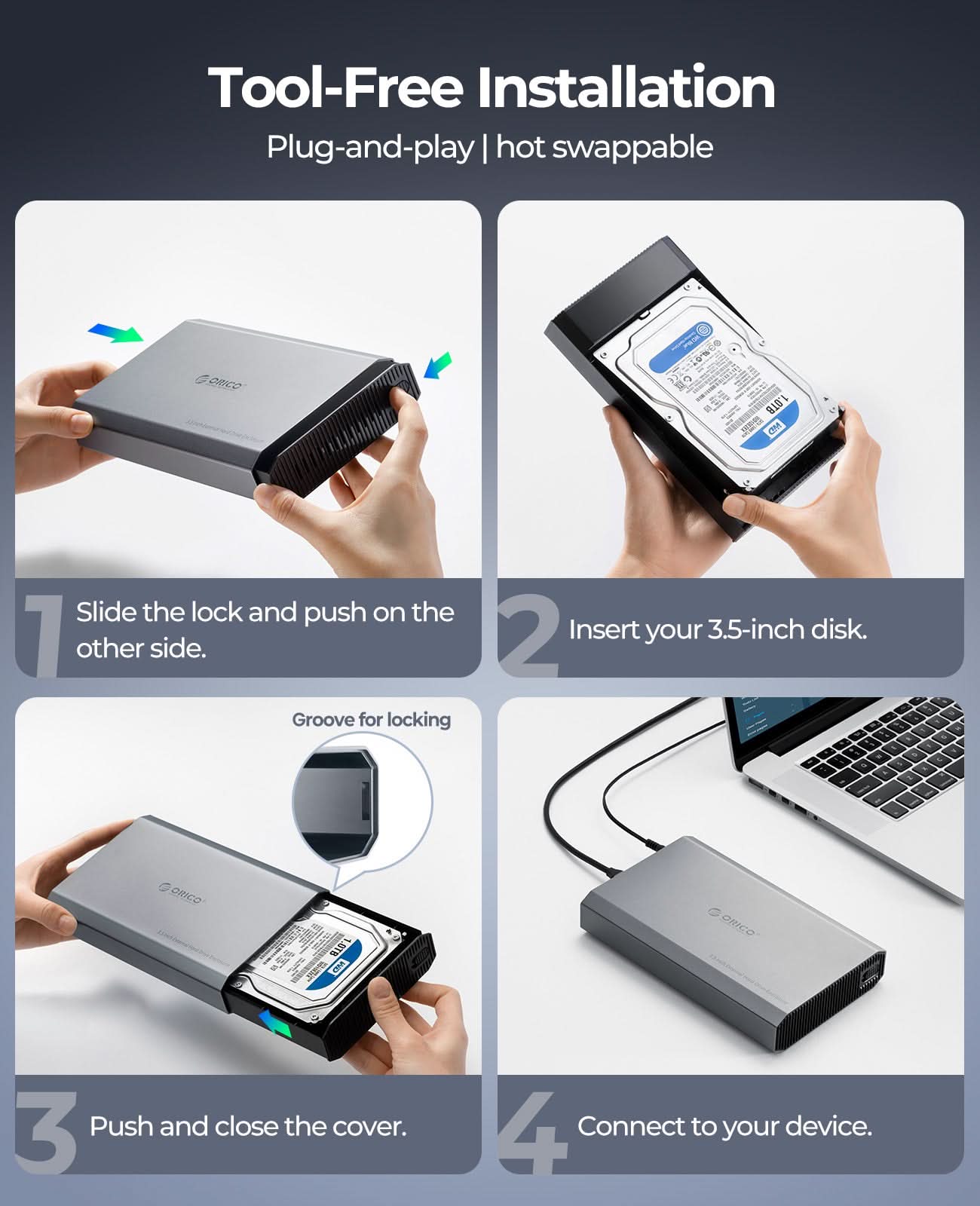 ORICO 3.5 inch Type-C 6Gbps Aluminum SATA HDD/SSD Enclosure - Orico