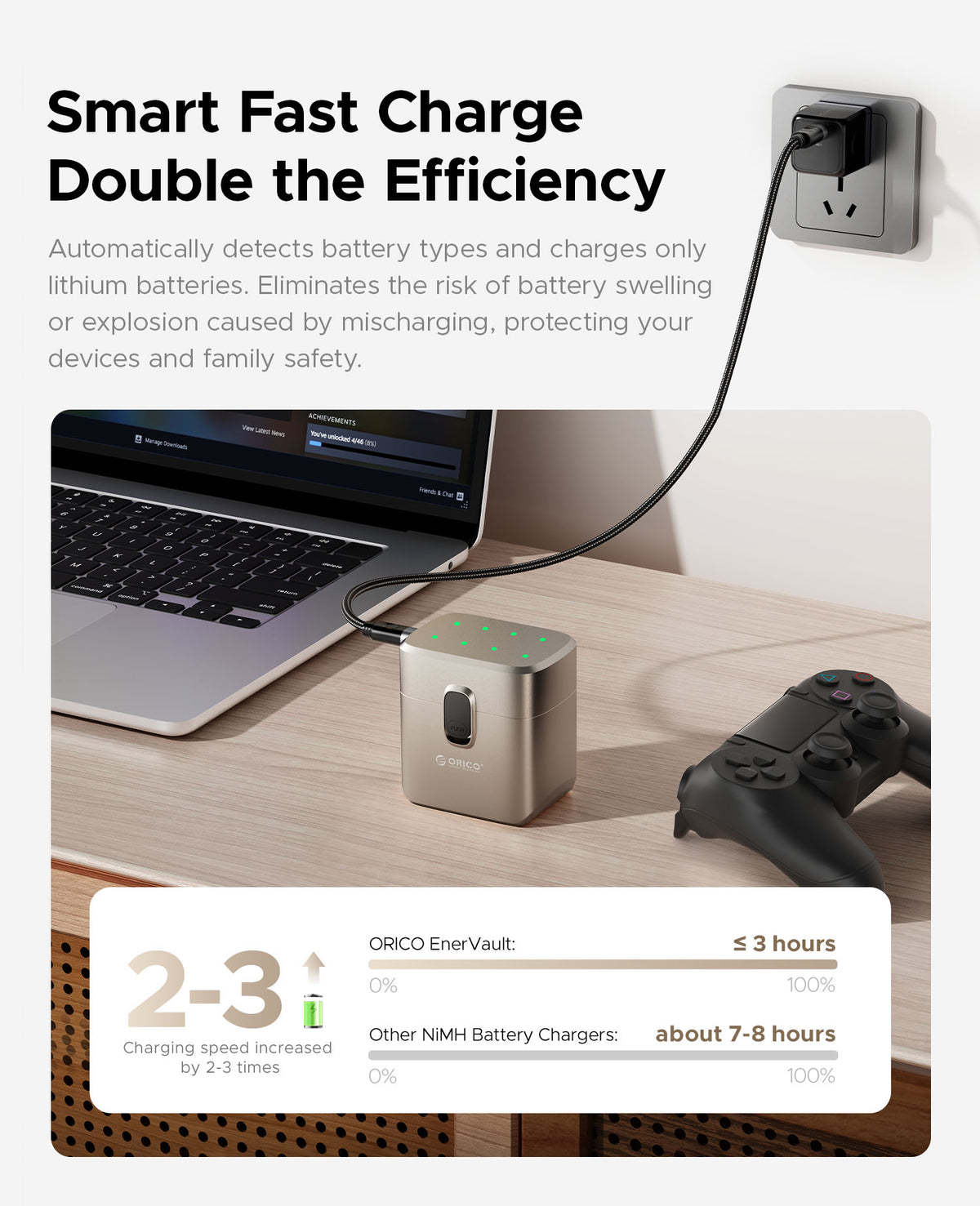 ORICO EnerVault 8-Bay Smart Lithium Battery Charger