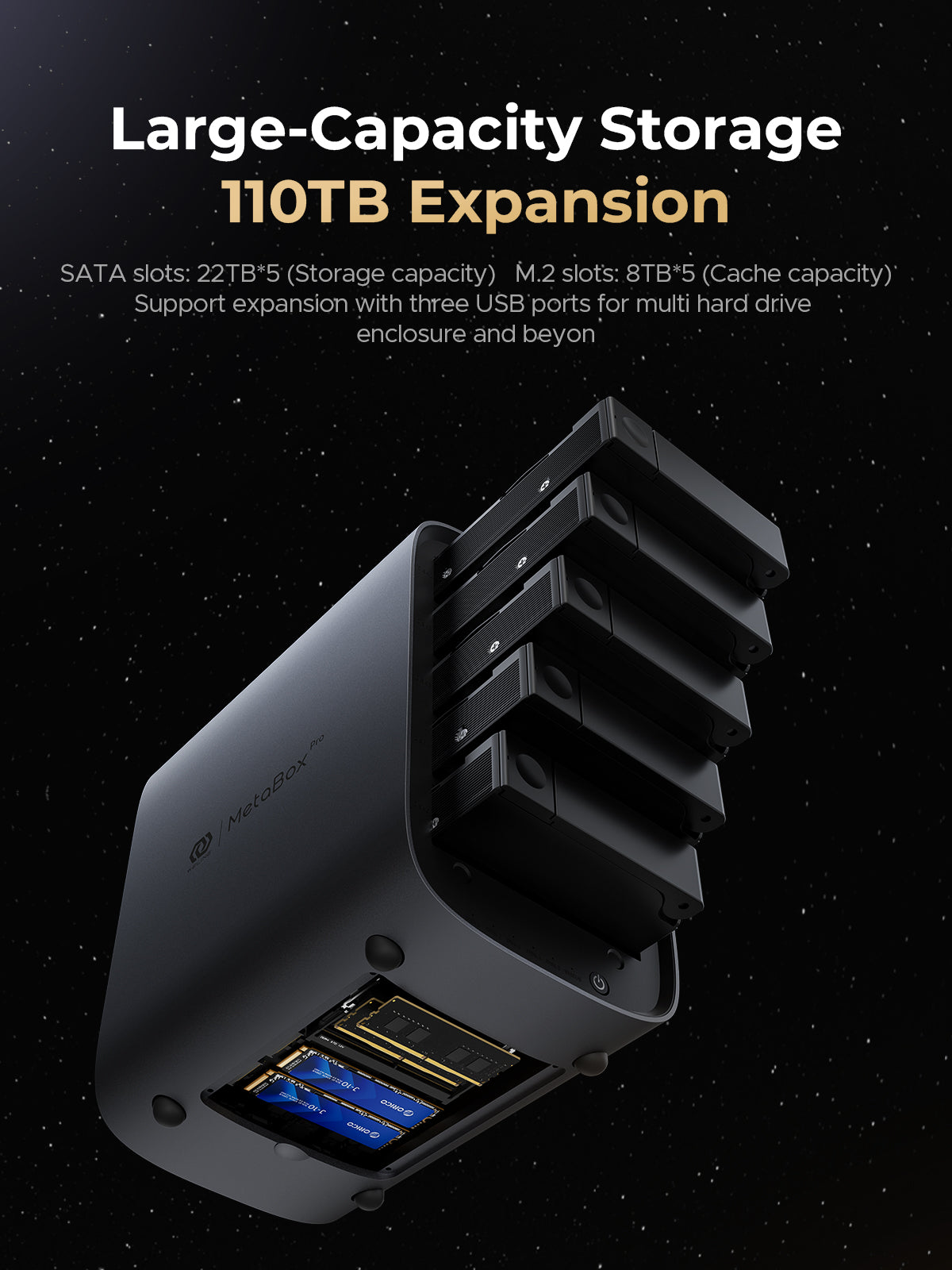 Sistema de almacenamiento NAS ORICO MetaBox Pro de 5 bahías 