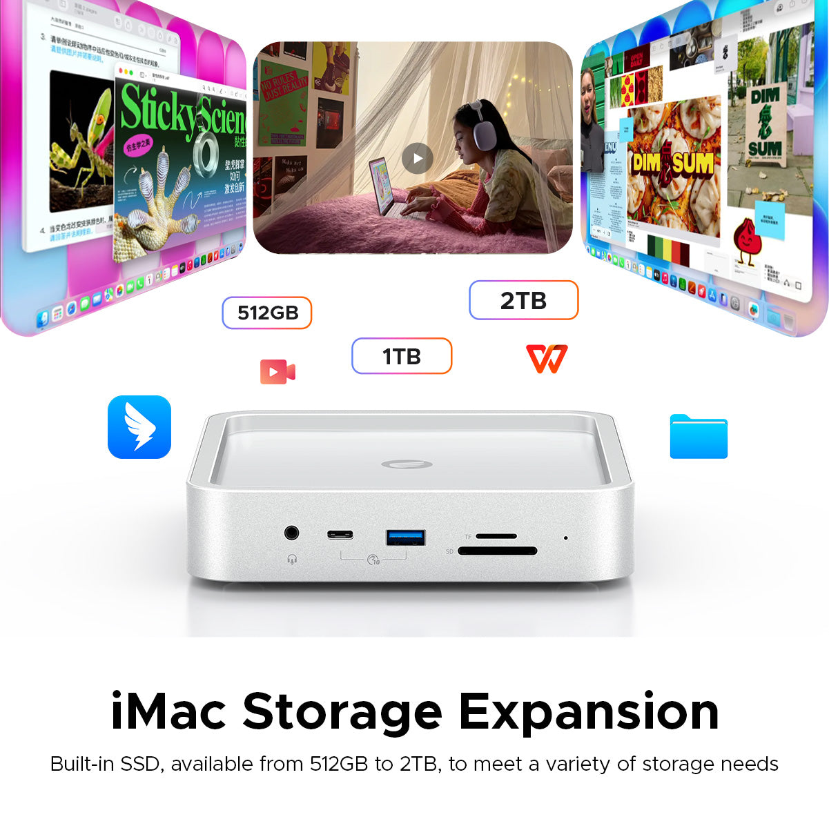 ORICO MateDock 9-in-1 Space-Saving iMac Hub |All-in-One iMac Dock 4K HDMI & Essential Ports ORICO