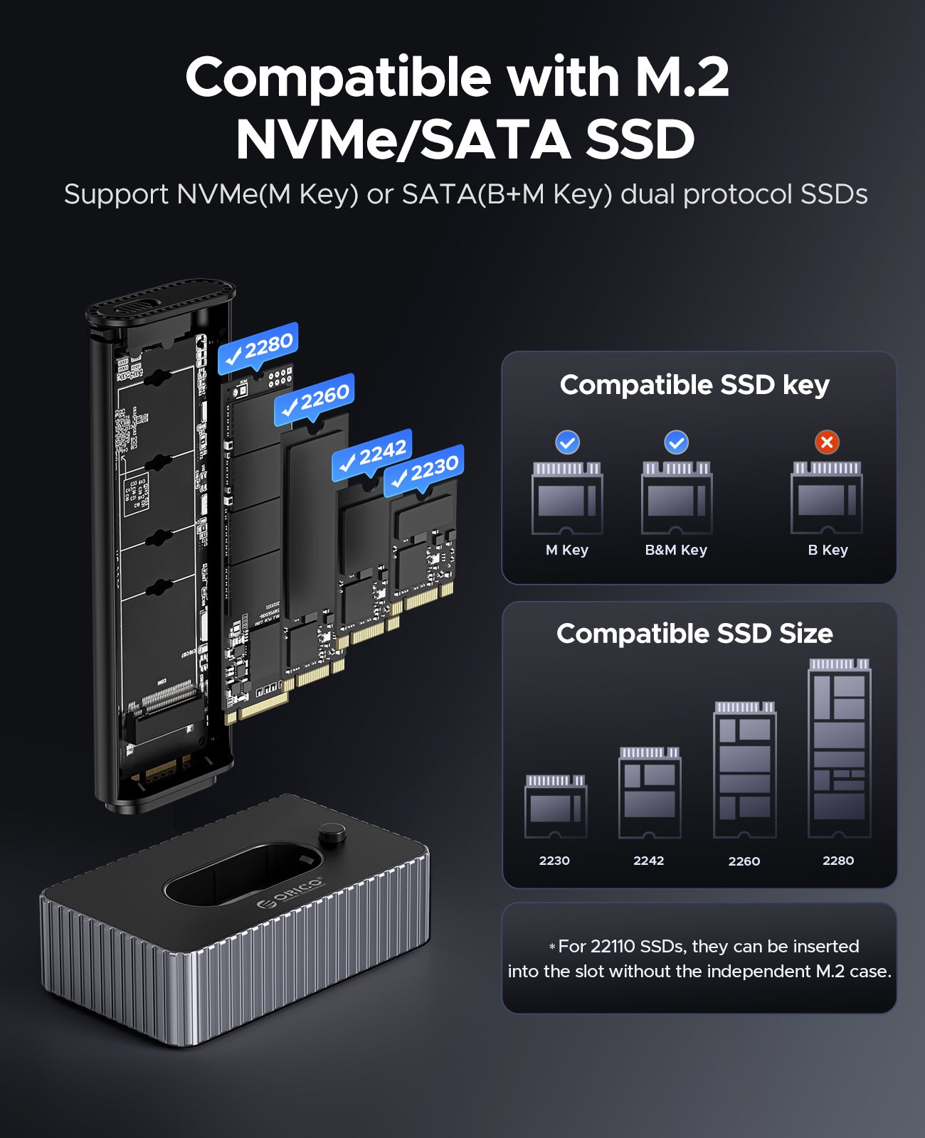 ORICO M.2 SSD Docking Station with Heat Sink Enclosure