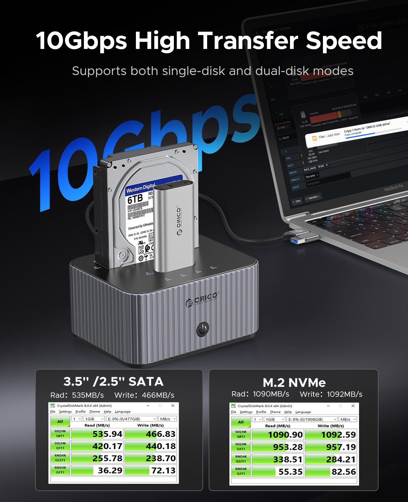 ORICO M.2 SSD ＆ SATA HDD Dual Bay Docking Station