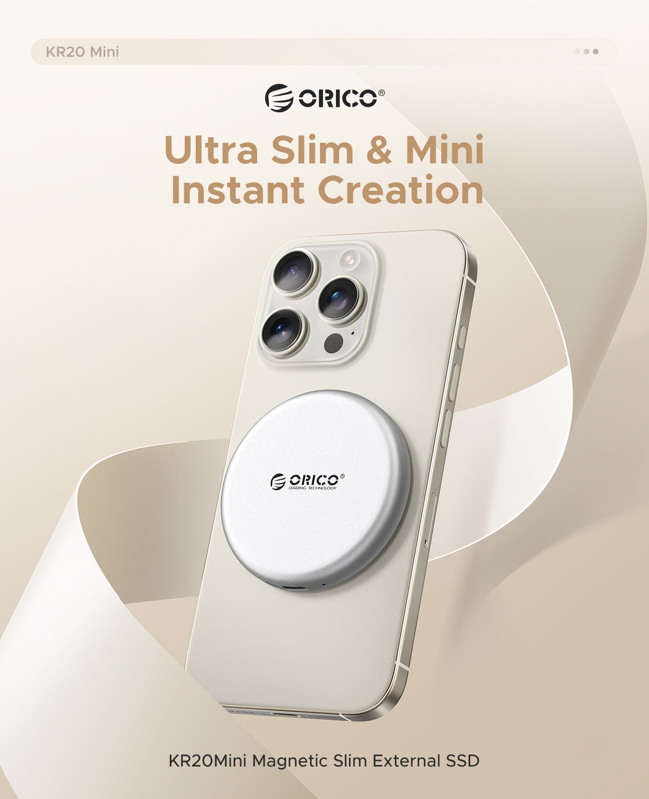 ORICO KR20MINI Circular Magnetic Portable SSD for iPhone