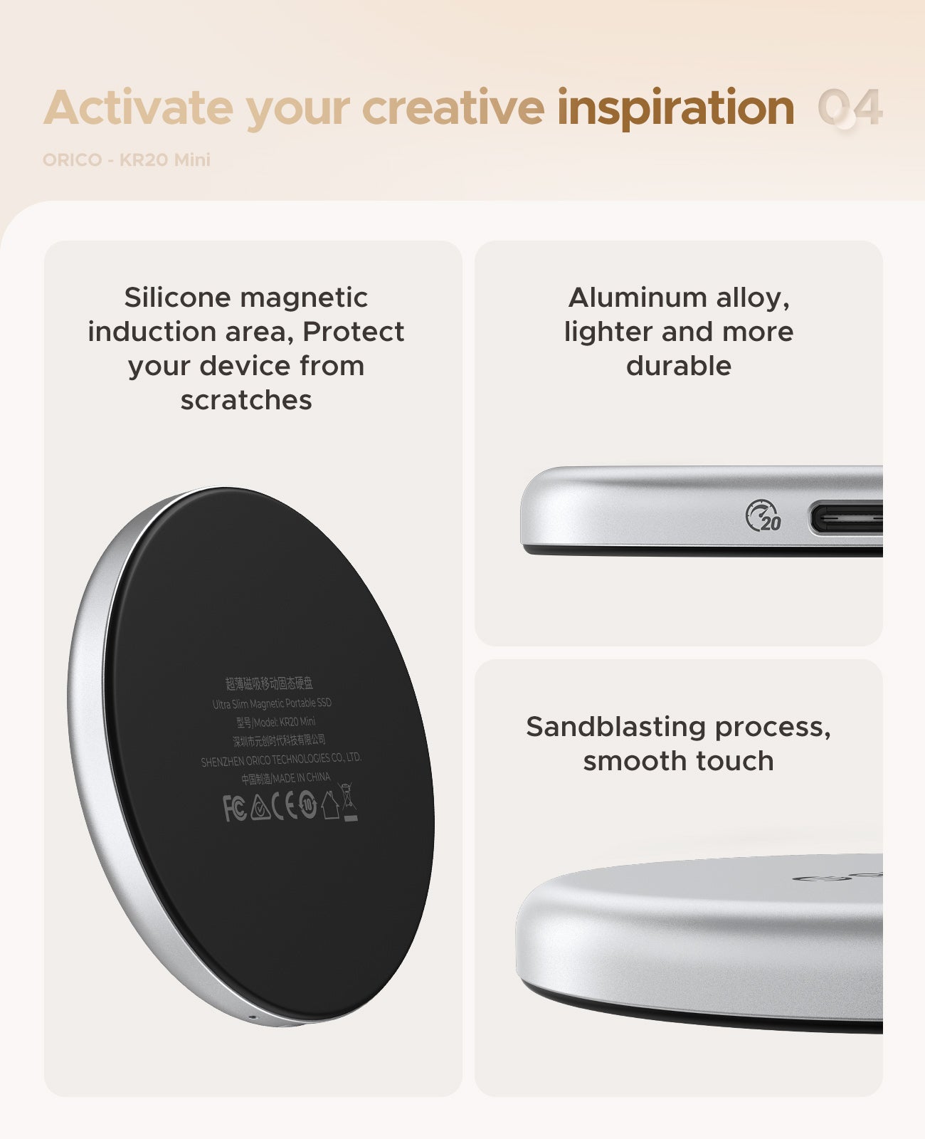 ORICO KR20MINI Circular Magnetic Portable SSD for iPhone