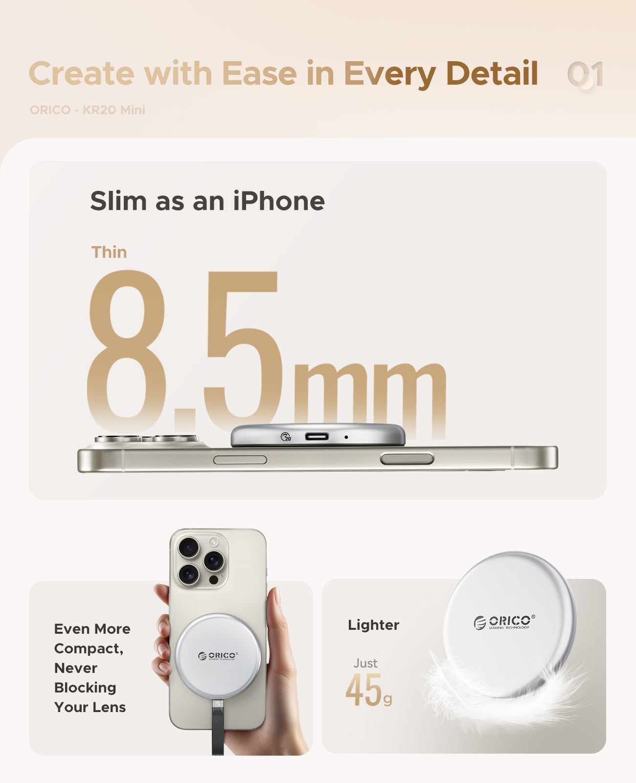 ORICO KR20MINI Circular Magnetic Portable SSD for iPhone