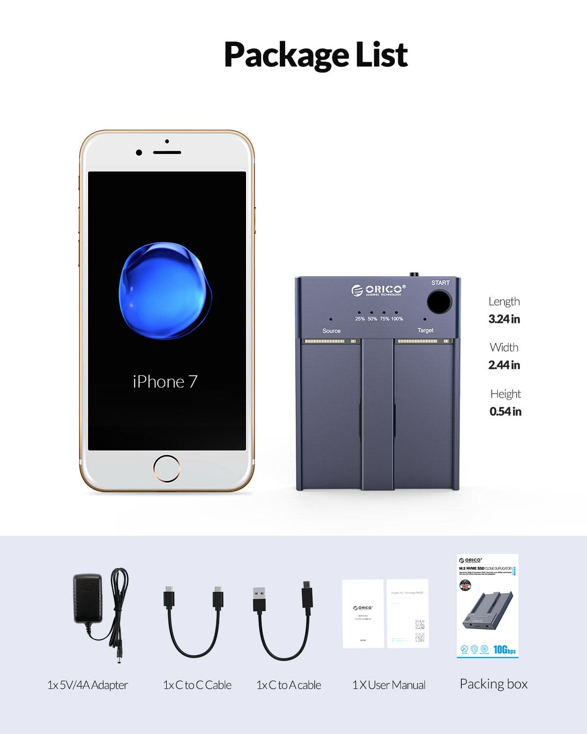 ORICO M.2 NVMe SSD Dual Bay Duplicator - Orico