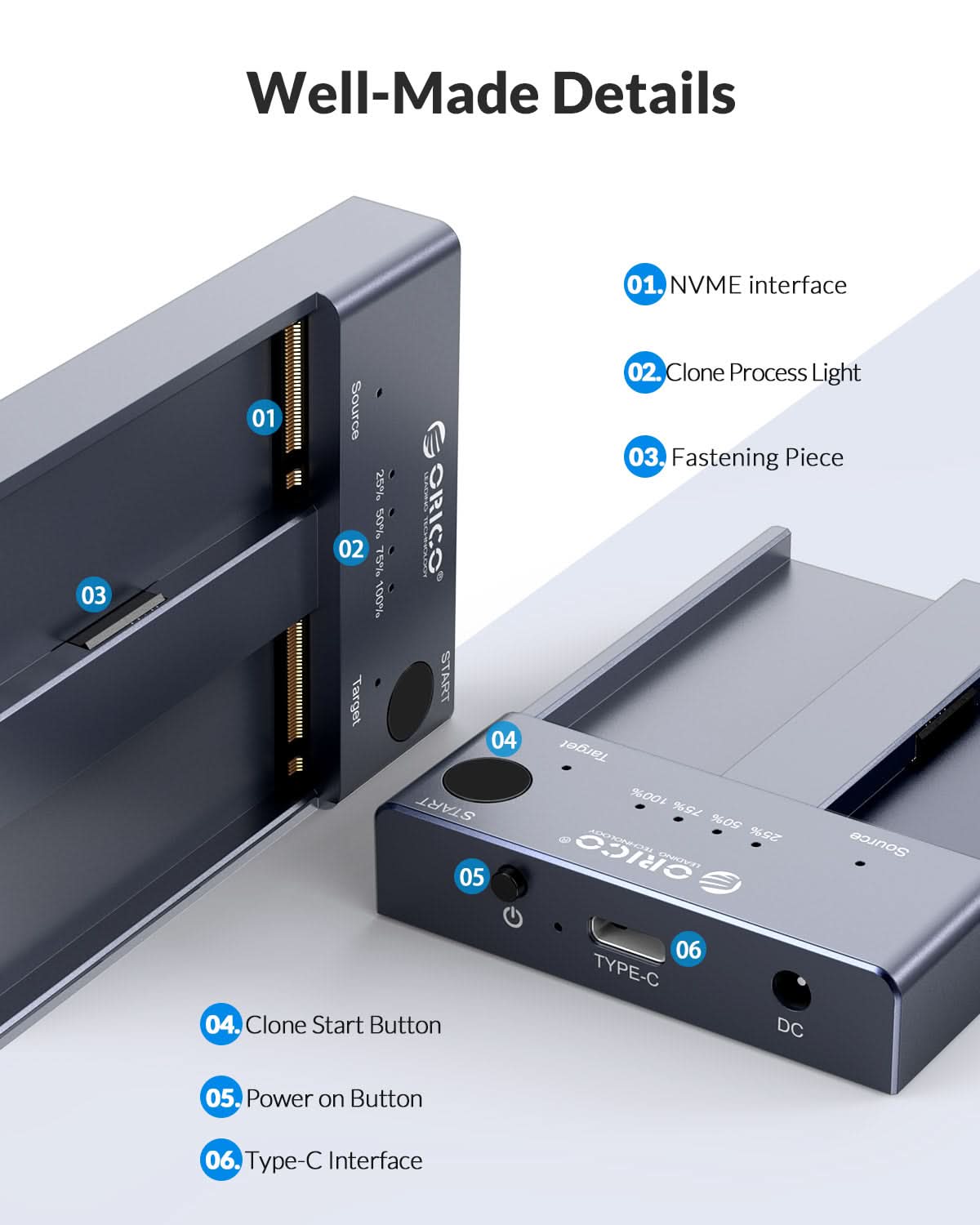 ORICO M.2 NVMe SSD Dual Bay Duplicator - Orico