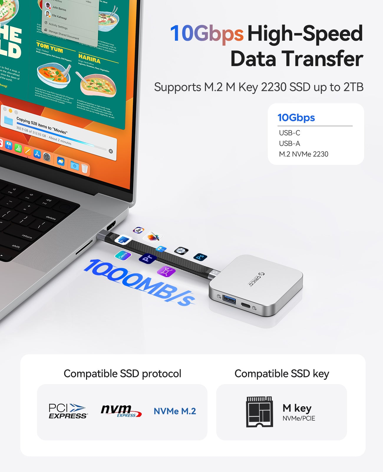 ORICO MG5 Compact 6-in-1 Magnetic M.2 NVMe Dock