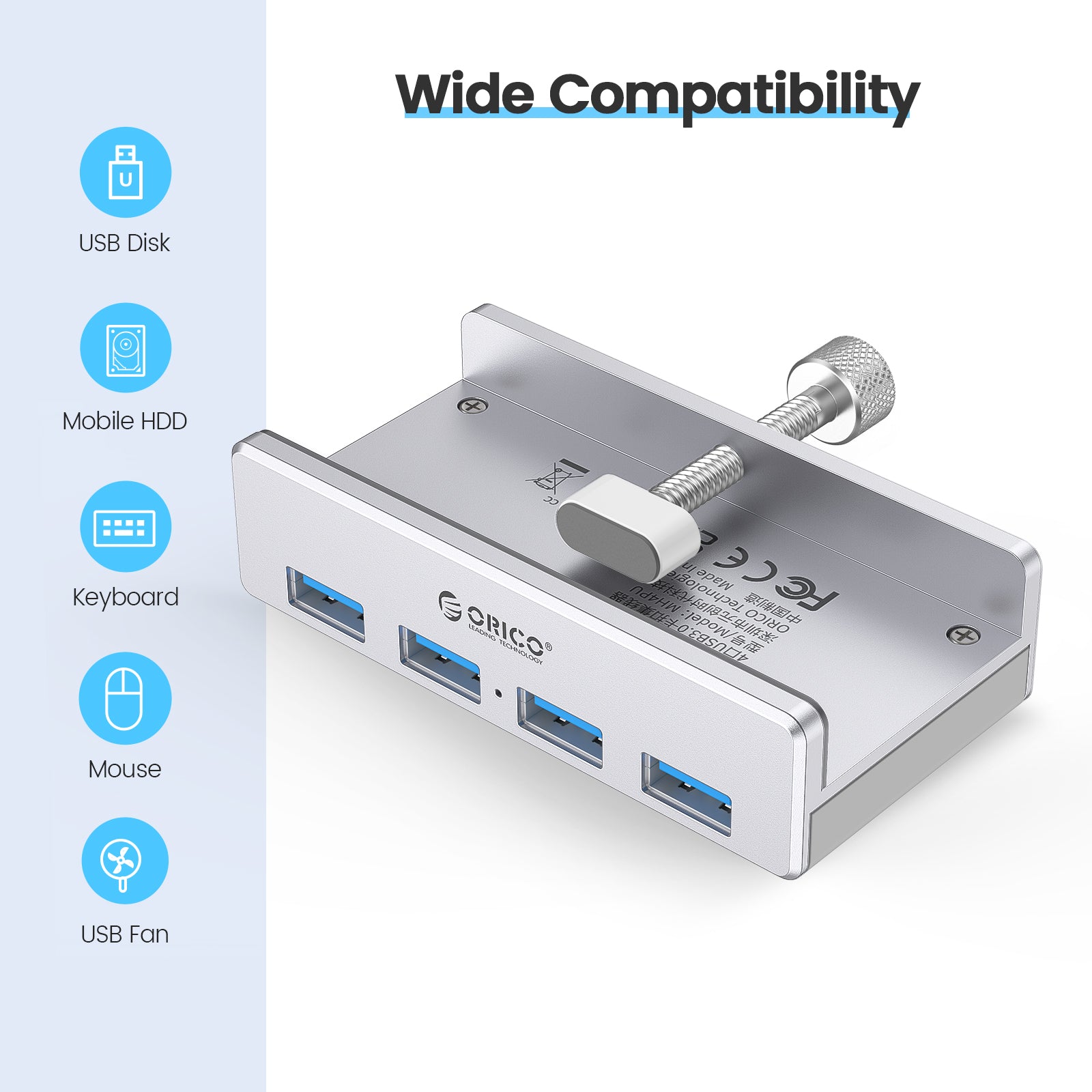 ORICO 4-Port USB 3.0 CLAMP Design mountable HUB