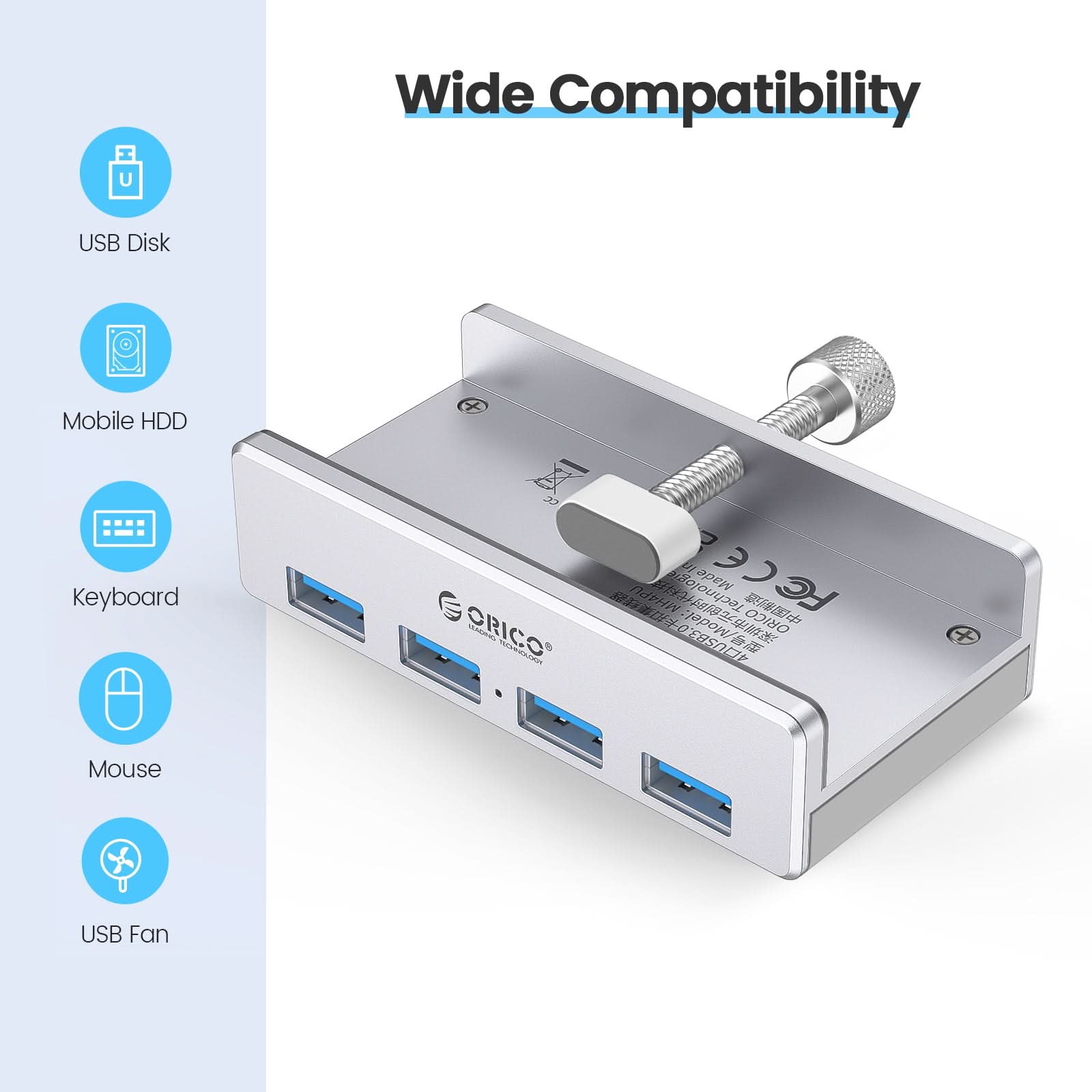 ORICO 4-Port USB 3.0 Clamp Design Mountable Hub - Orico