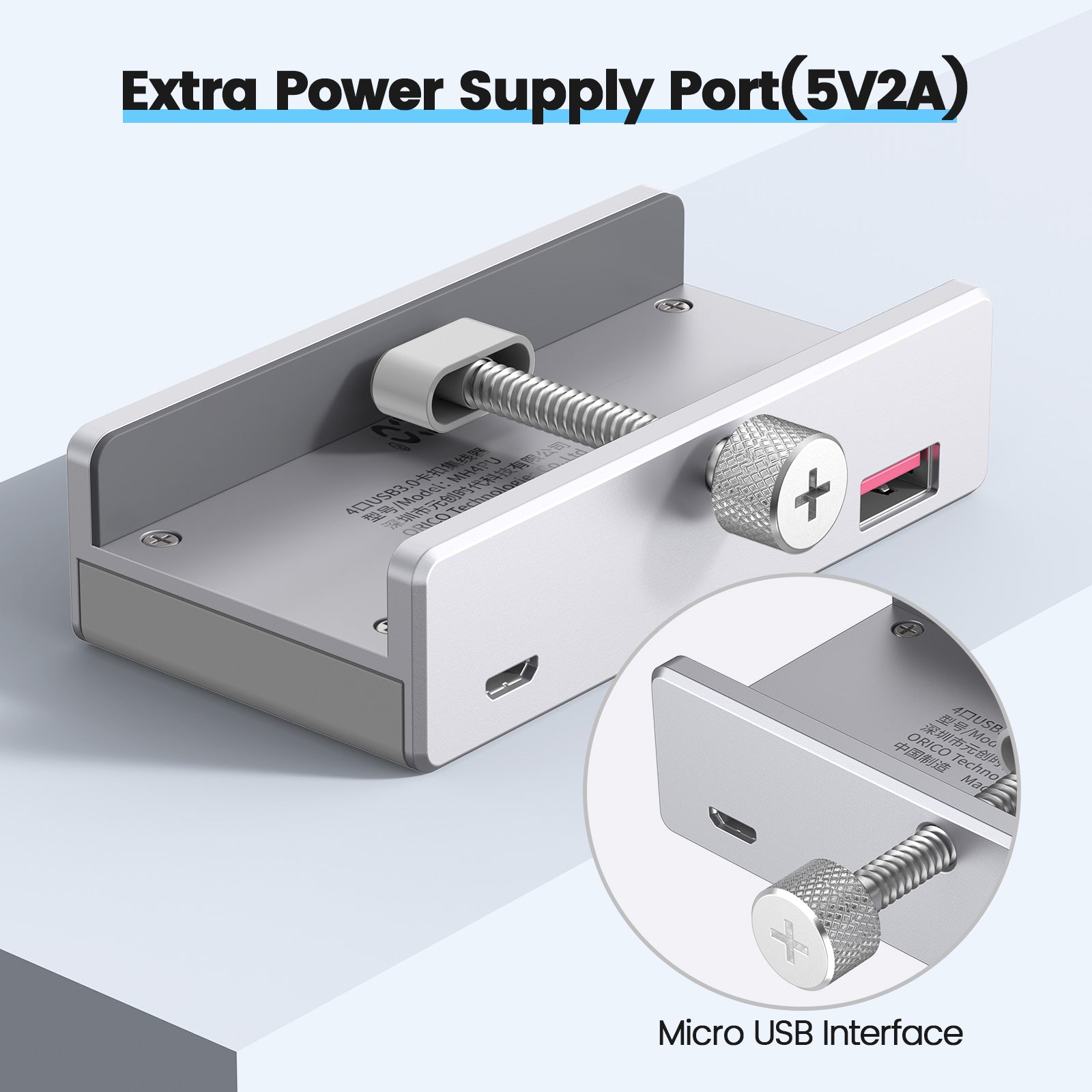 ORICO Hub dapat dipasang desain klem USB 4-Port 3.0