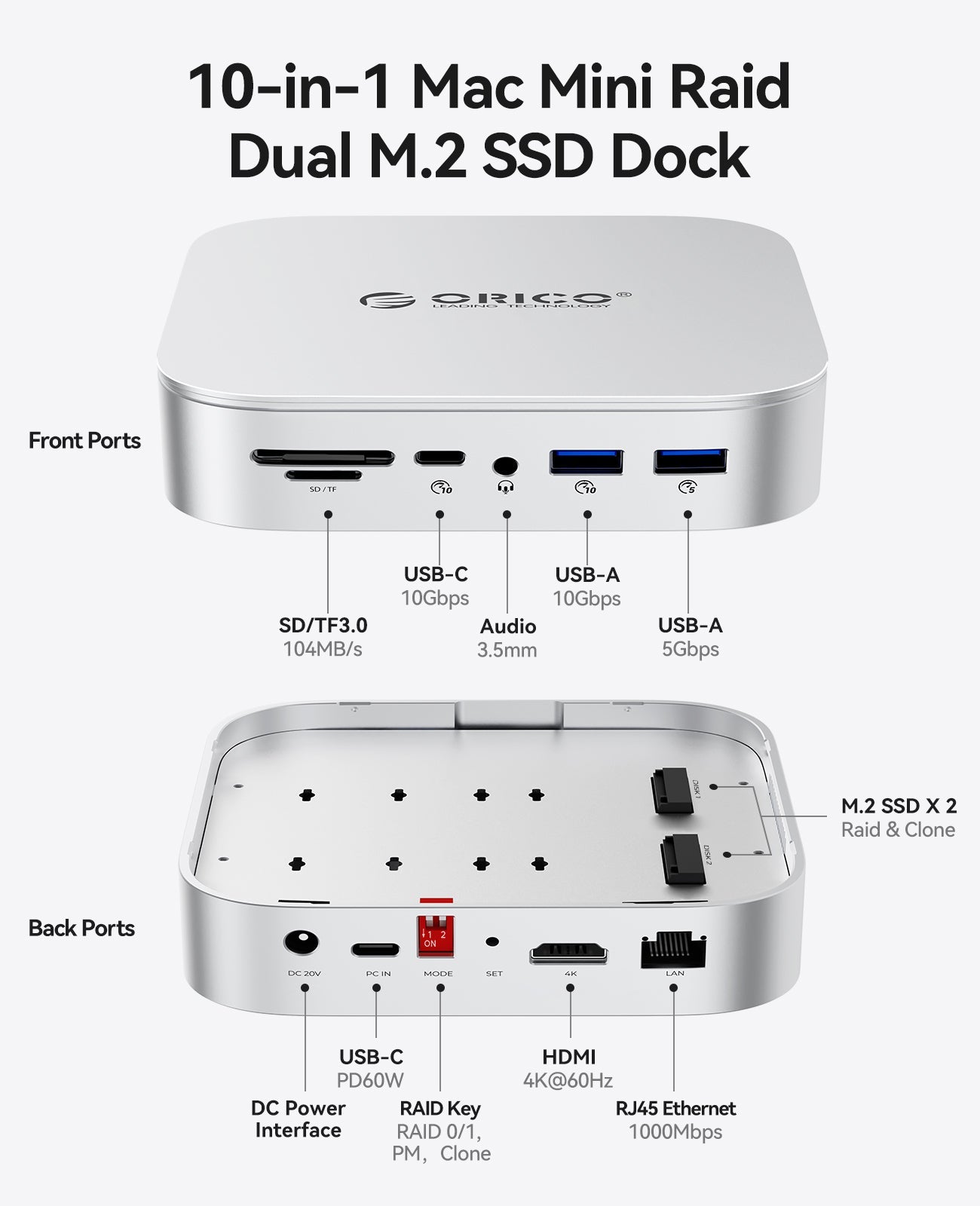 ORICO MiniRaid Docking Station with M.2 RAID Storage Orico