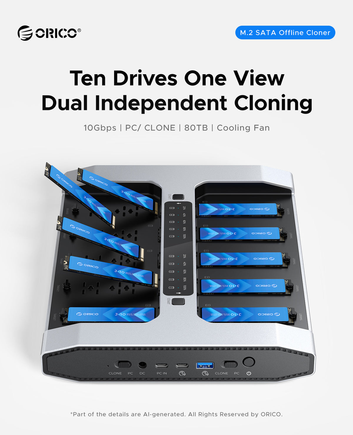 ORICO Dual-Bay M.2 NVMe/SATA SSD-Duplikator