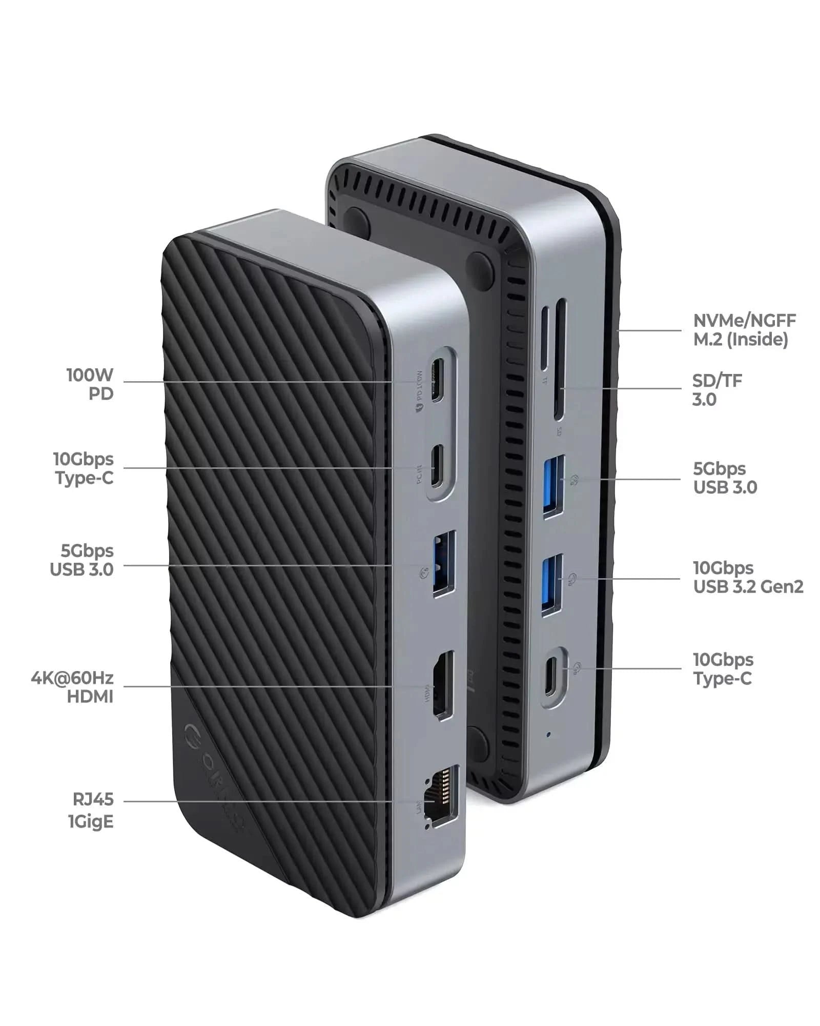ORICOI 10-IN-1 Docking Station with M.2 SSD Enclosure ORICO