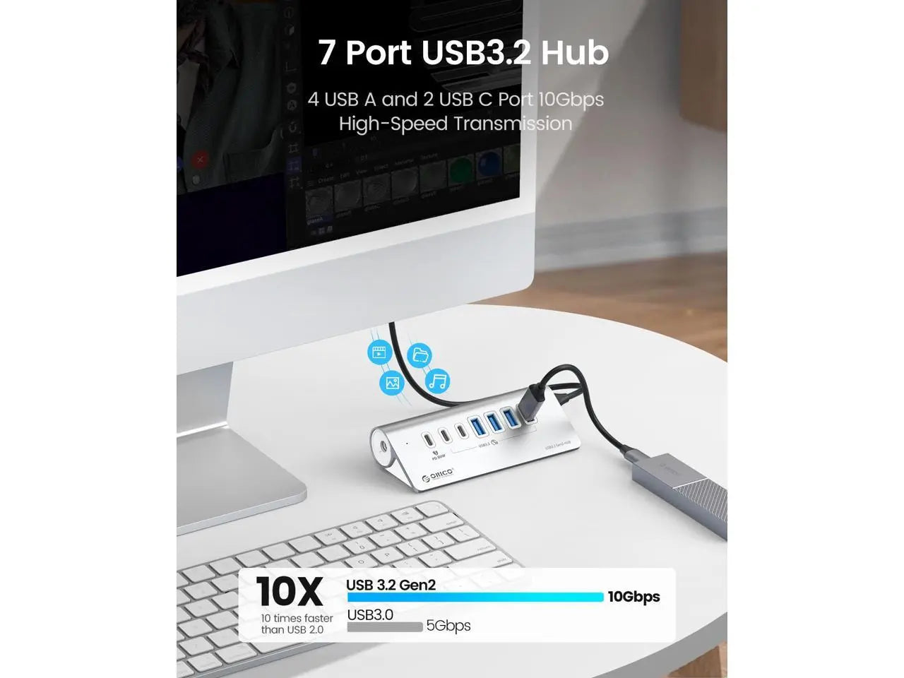 ORICO 7-Port USB3.2 10G Hub With Charging Orico