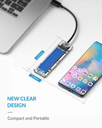 ORICO NVME M.2 to Type-C USB3.1 Gen2 10Gbps Transparent External Solid  State Drive Adapter Enclosure for 2280 2260 2242 2230 PCI-E M2 M-Key SSD,  USB