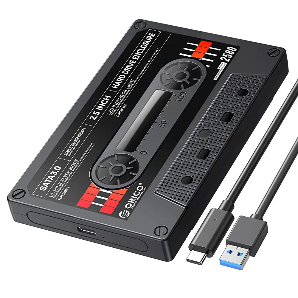 ORICO Retro Series 2.5'' External Hard Drive Enclosure USB3.0/Type-C to SATA- Black Orico