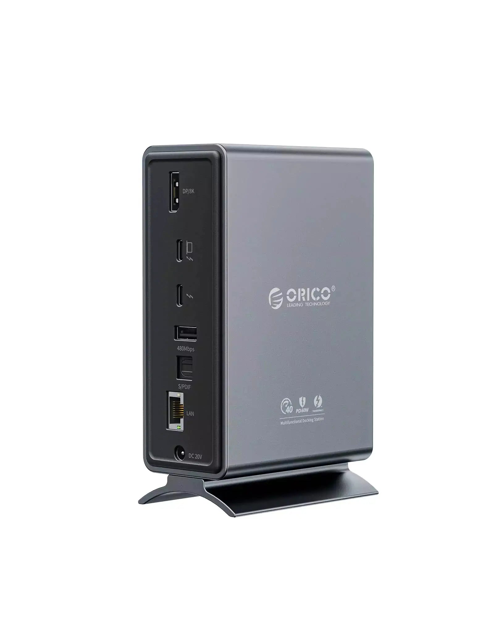 ORICO 40Gbps Thunderbolt 3 Dock USB Type C HUB to 8K DP USB3.0 RJ45 SD4.0  60W Charging Adapter For Macbook Pro