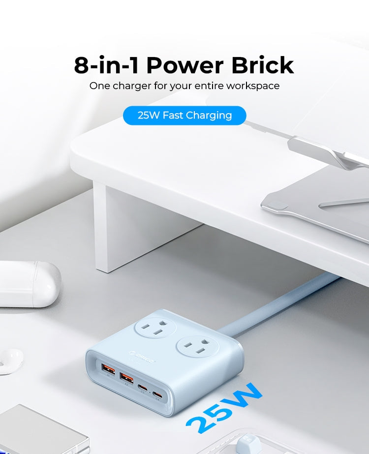 ORICO Power Brick US Plug 25W GaN 8-in-1 Charging Station ORICO
