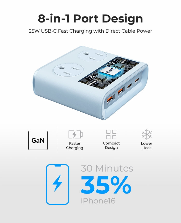 ORICO Power Brick US Plug 25W GaN 8-in-1 Charging Station ORICO