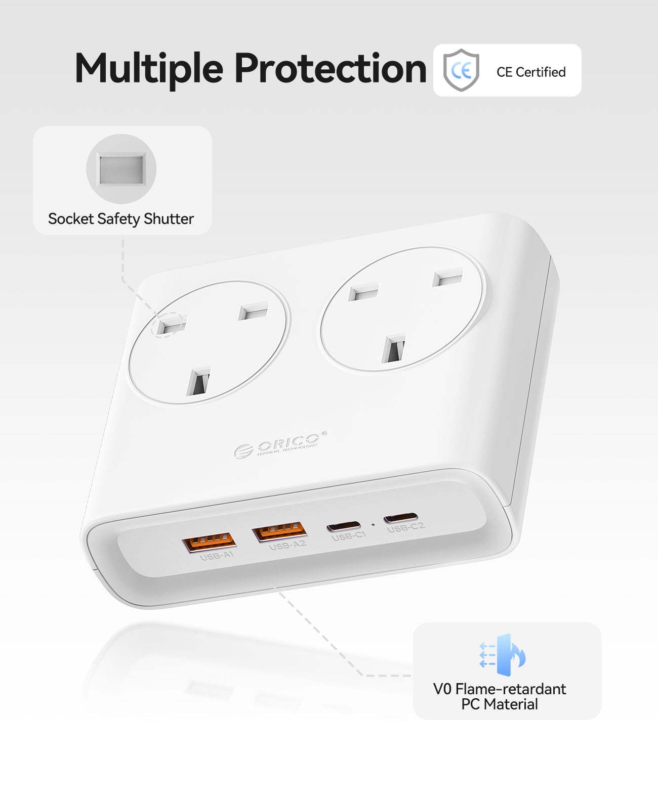 ORICO Power Brick UK Plug 25W GaN 6-in-1 Charging Station