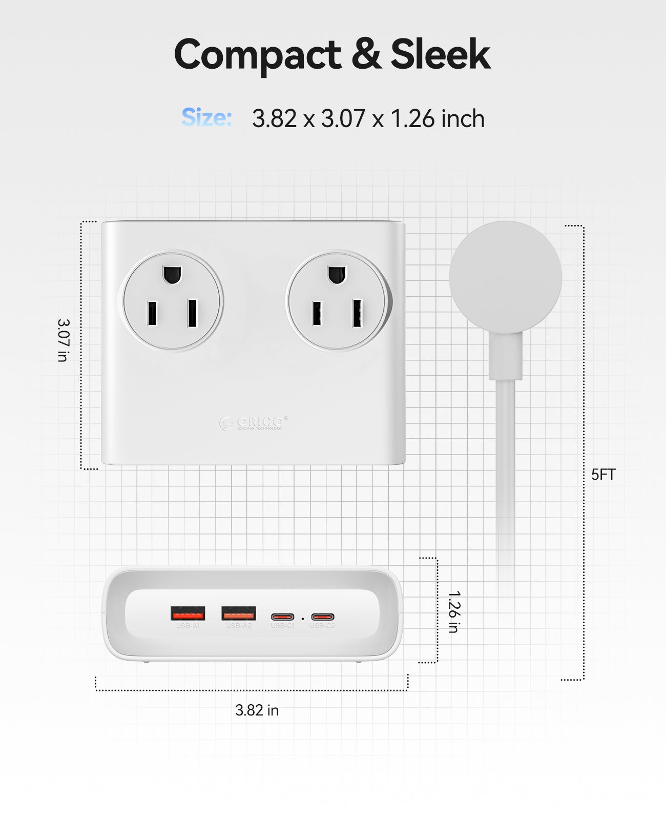 ORICO Power Brick US Plug 25W GaN 8-in-1 Charging Station