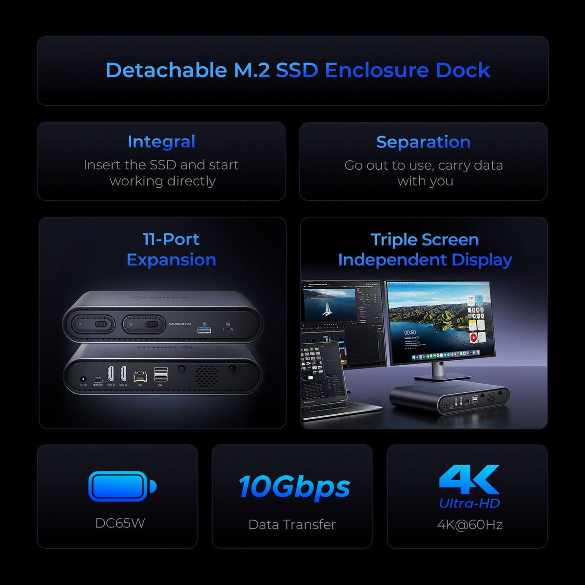 ORICO PTM2 11-in-1 Docking Station with Modular M.2 SSD Enclosure